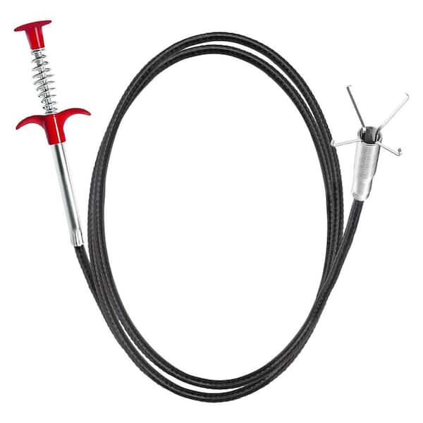 118 in. Flexible Drain Clog Remover Tool Hair Grabber 4-Claw Pipe Cleaner Bendable Hose for Sinks Tubs