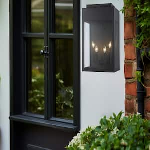 Marley 30 in. 4-Light Black Outdoor Wall Light Fixture with Clear Glass