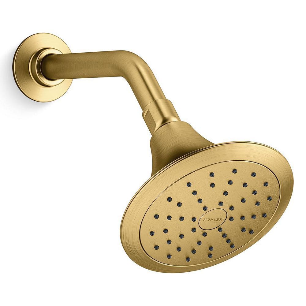Forte 1-Spray Pattern 5.5 in. Wall-Mount Fixed Shower Head in Vibrant Brushed Moderne Brass