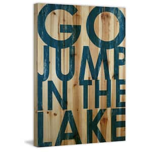 36 in. H x 24 in. W "Go Jump Blue" by Marmont Hill Printed Natural Pine Wood Wall Art