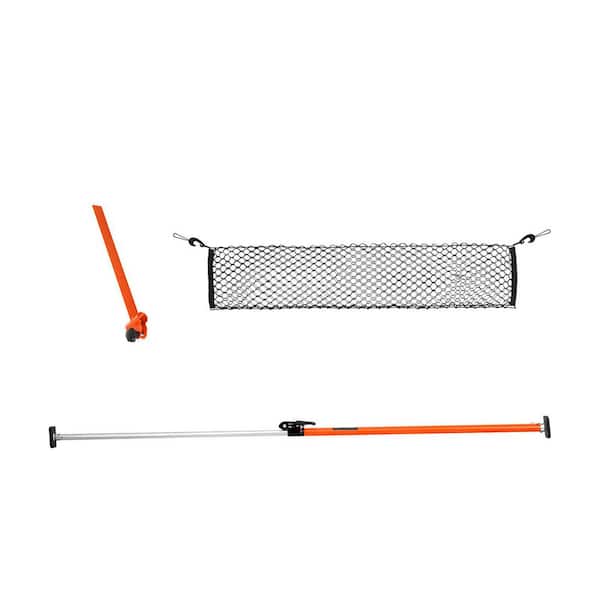 Cargo Bar, Ratcheting Cargo Bars Adjustable from 40 in. to 73 in., Heavy-duty Steel Cargos Stabilizer with Storage Net