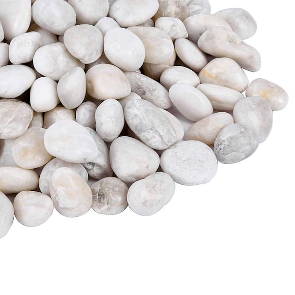 14.29in x 12.6in x 3.54in Oval White Polished Natural Stone Bag Decorative Landscaping Supply 15-Pieces