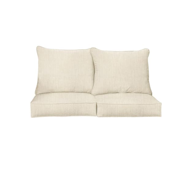 SORRA HOME 22.5 in. x 22.5 in. Sunbrella Deep Seating Indoor/Outdoor Loveseat Cushion in Cast Pumice