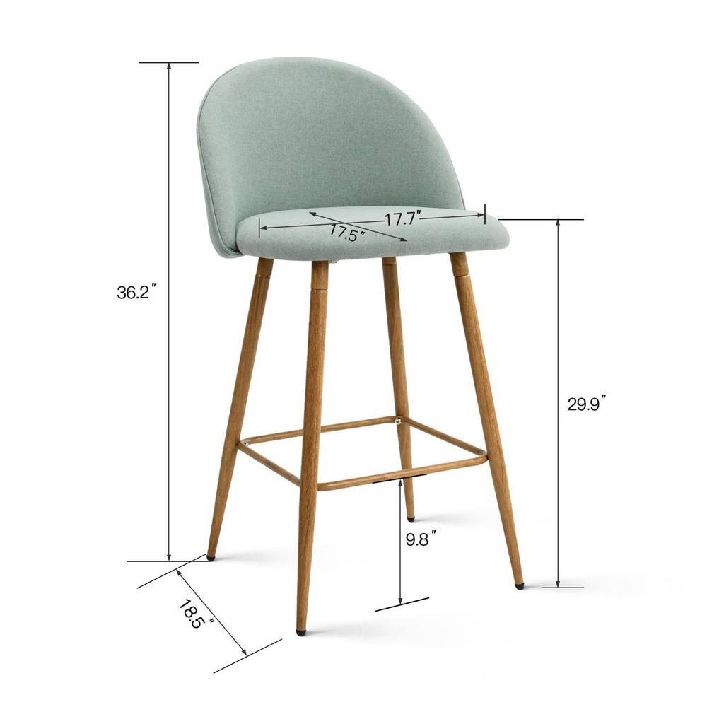 Beige Upholstered Adjustable Counter Stool Set with Wood Legs