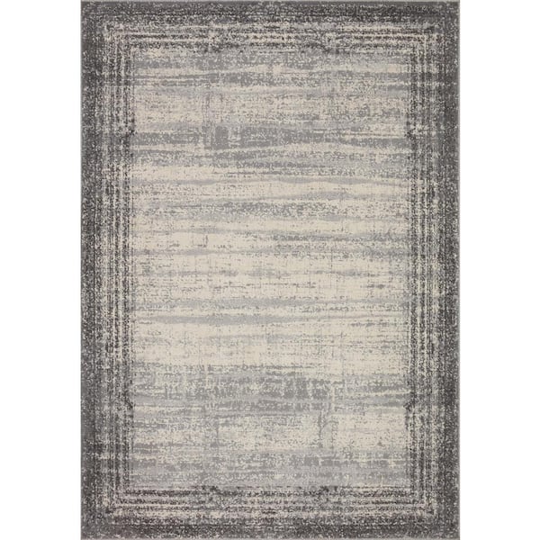 LOLOI II Austen Pebble/Charcoal 7 ft. 10 in. x 10 ft. 6 in. Modern Abstract Area Rug