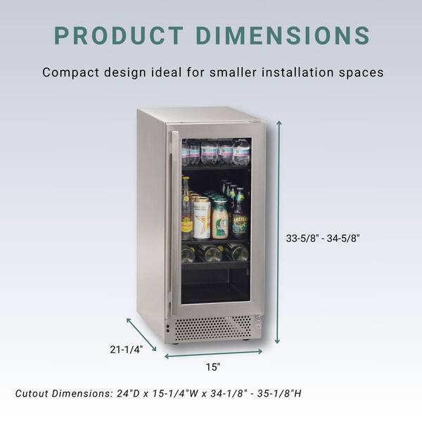 Marvel 15 in. Beverage Center 5 Wine Bottles Plus Can Capacity in