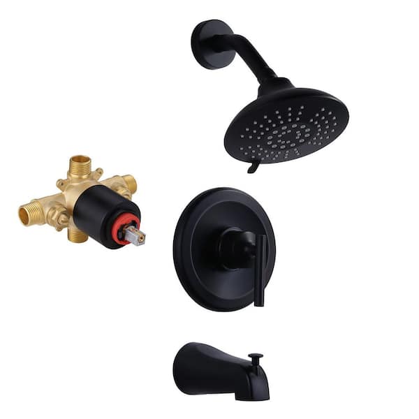 Single-Handle 5-Spray Tub and Shower Faucet 1.8 GPM with Stops in. Matte Black with Valve Included