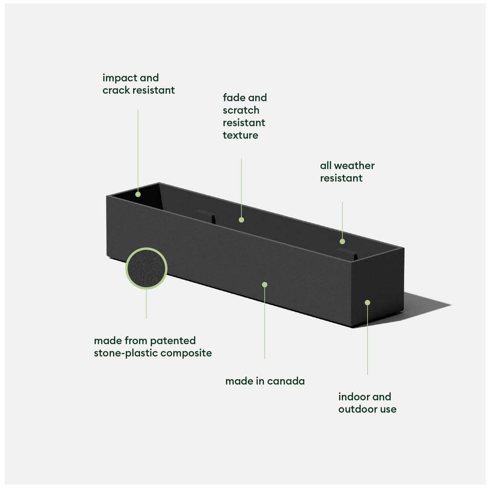 Black Plastic-Stone Composite Rectangular Planter Box