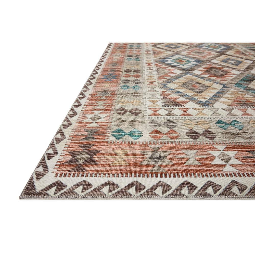 Ivory and Multi Southwestern Synthetic Area Rug 5' x 7' 6"