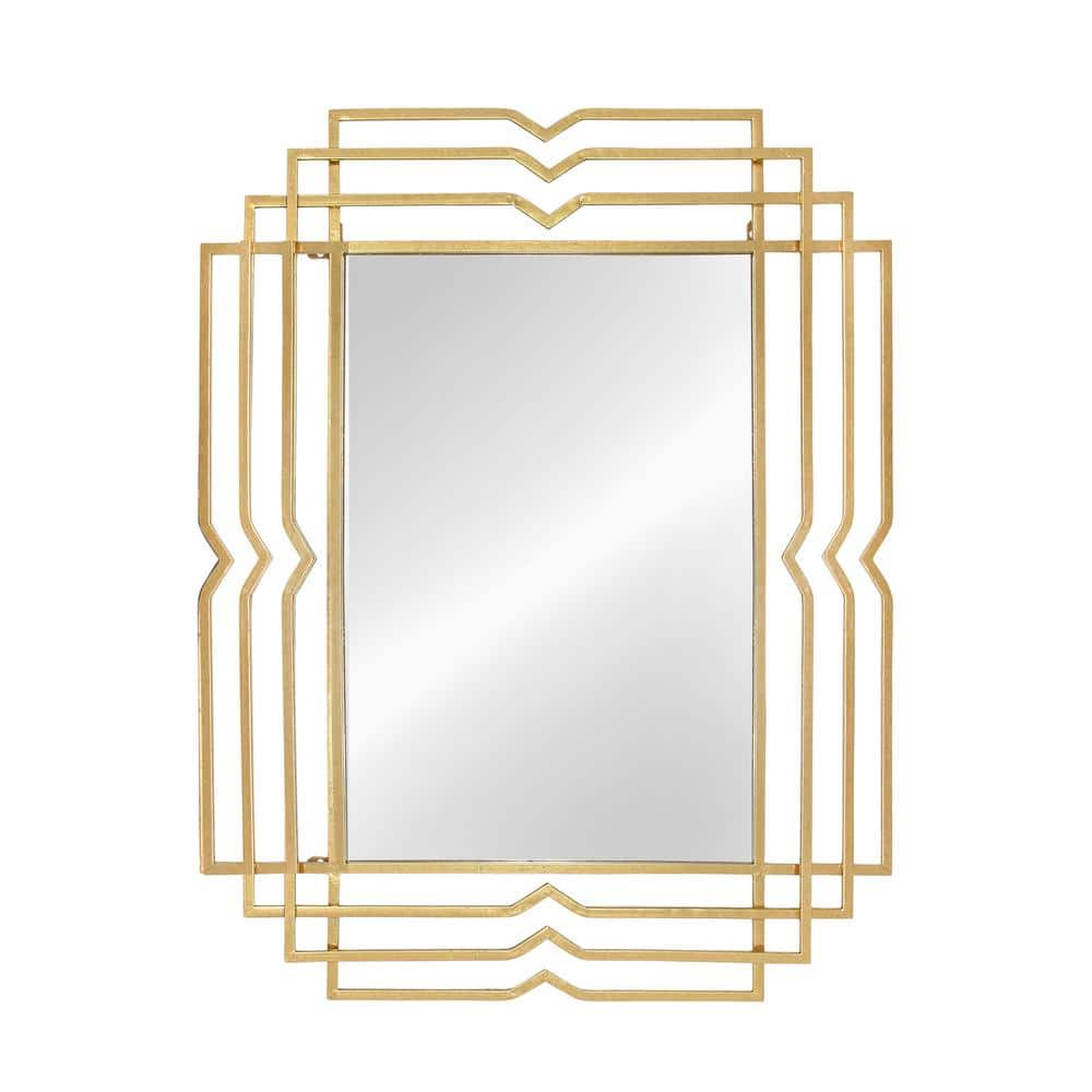 Gold Geometric Iron Rectangular Wall Mirror