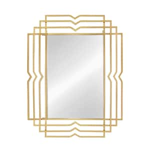 Gold 40 in. x 32 in. Modern Rectangular Metal Framed Mirror