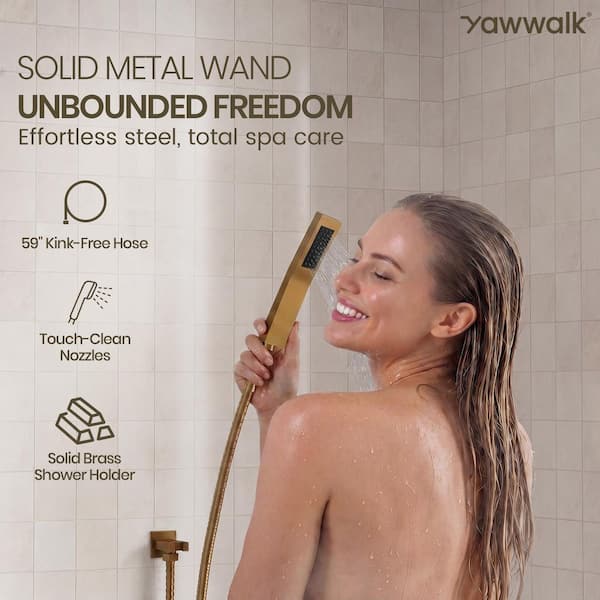 YAWWALK Thermostatic Triple Handles 8-Spray Dual Shower Head