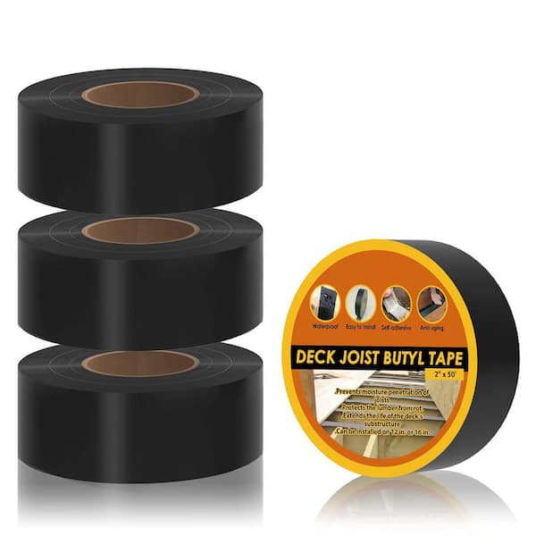 Butyl Joist Tape Black Waterproof Anti-Corrosion High Temperature Resistant Easy Installation (4-Pack)
