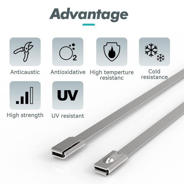 NVNOO 0.98 ft. x 0.02 ft. 316-Stainless Steel Metal Zip Ties for
