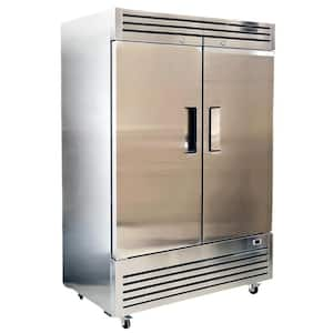 54 in. W 47 cu. ft. Two Door Auto Defrost Reach In Upright Commercial Refrigerator in Stainless Steel