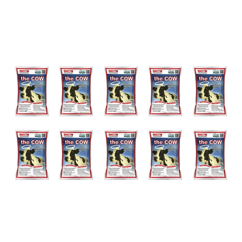Baccto Wholly Cow Horticulture Peat and Composted Manure, 40 Qt. (10 Pack)