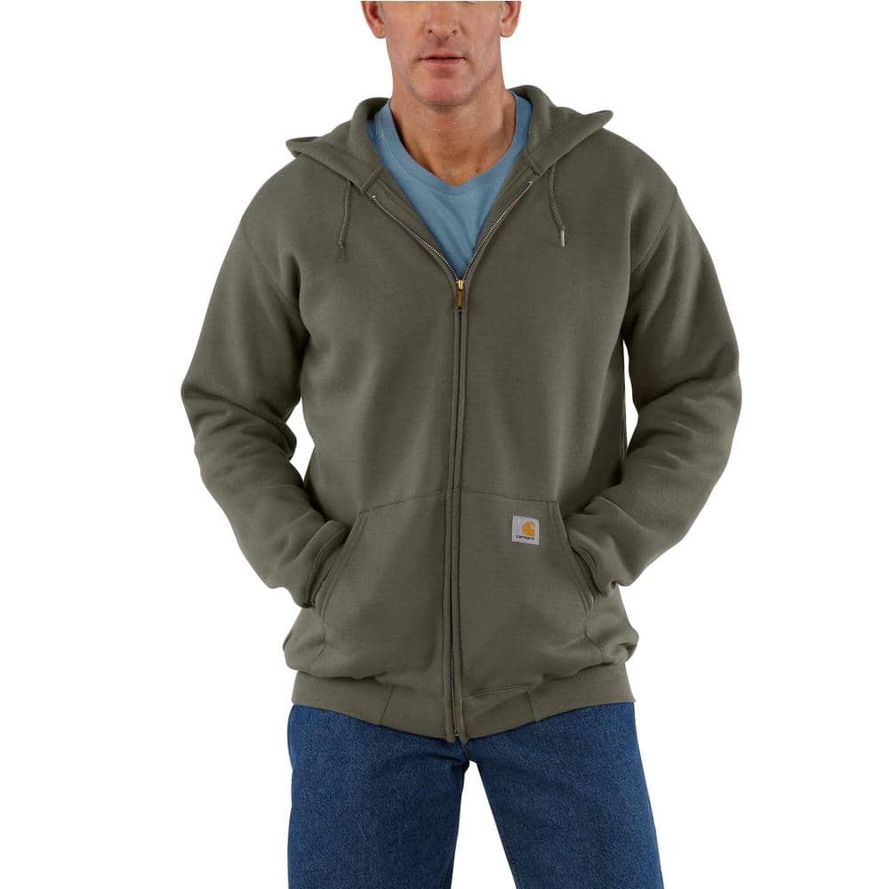 Carhartt Mens MidWeight Hooded Zip Front Sweatshirt Heather Grey,2X-Large/Tall 