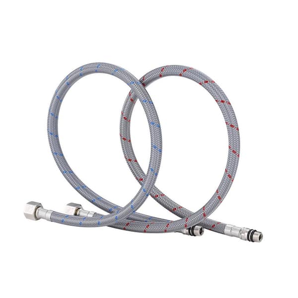 (2 Pack) 32 in. 3/8 in. Female Compression x M10 Male Connector Braided Nylon Faucet Supply Line