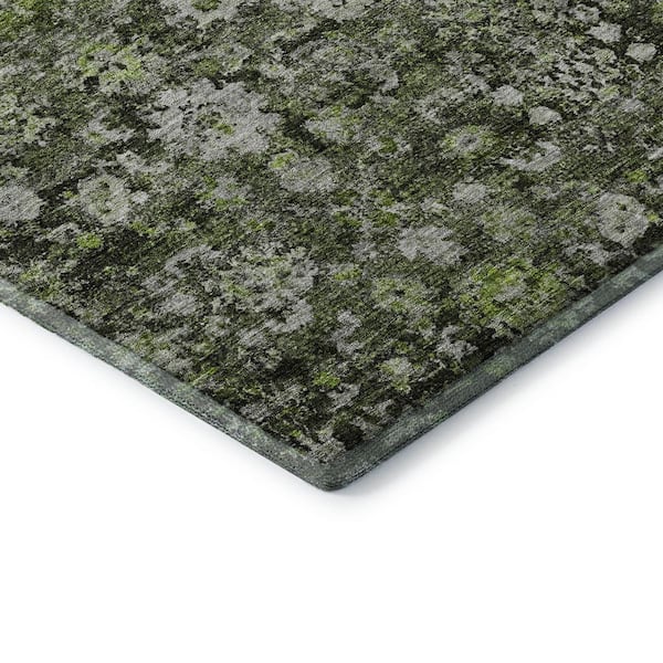 Mayfield Premium Machine Washable Indoor/Outdoor Geometric AMF651 Green 8 ft. x 10 ft. Area Rug