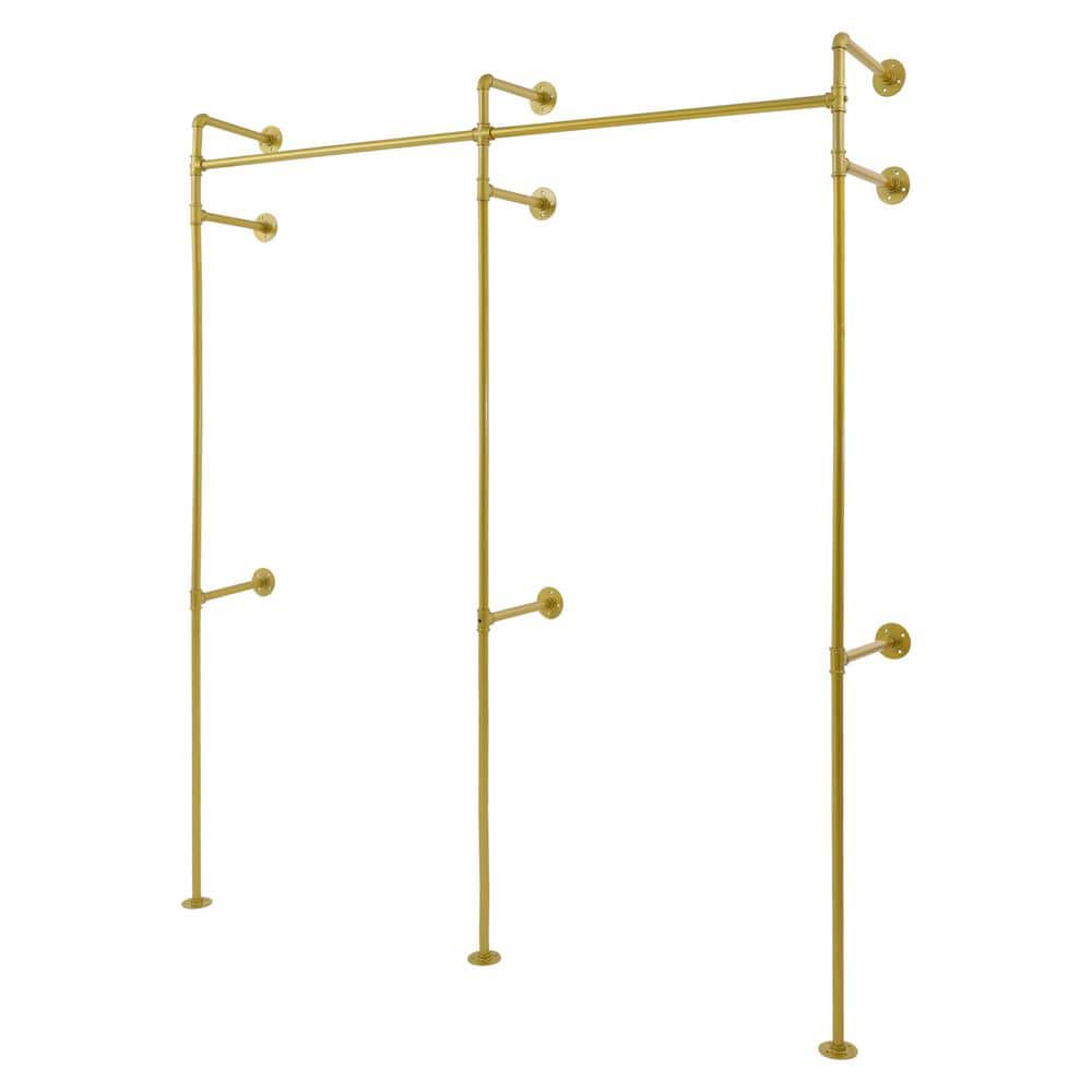 Gold Metal Iron Pipe Clothes Rack Wall Mounted Clothes Display Rack 75 in. W x 86 in. H price history on PriceWatchPro