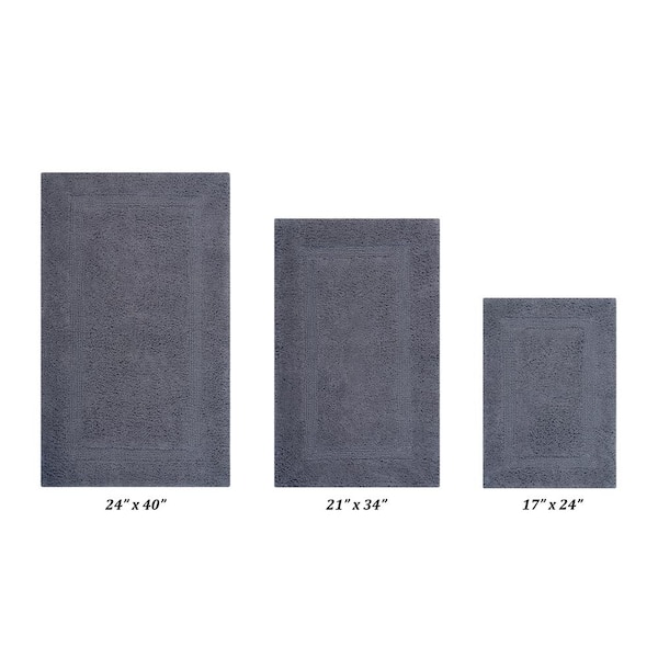 Better Trends Lux Collection Gray 17 in. x 24 in., 21 in. x 34 in., 24 in. x 40 in. 100% Cotton 3-Piece Bath Rug Set