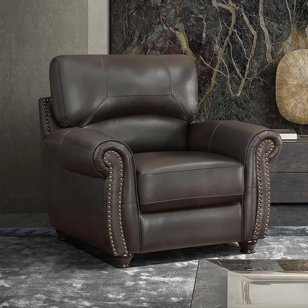 Lazzara Brennen Dark Brown Leather Arm Chair 9269DB-1 - The Home Depot