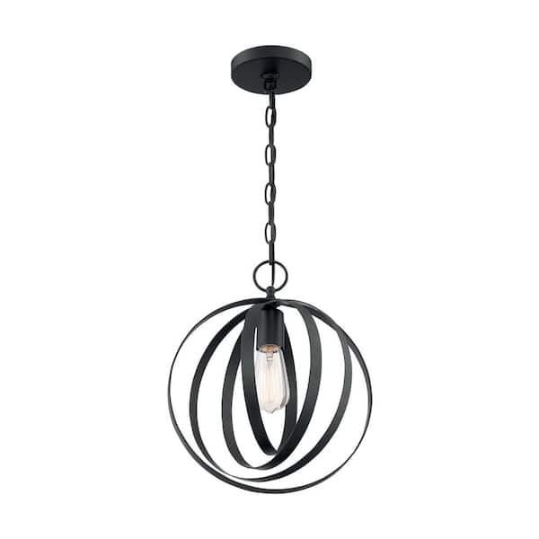 SATCO Pendleton 100-Watt 1-Light Matte Black Glam Pendant Light with No Shade, No Bulbs Included