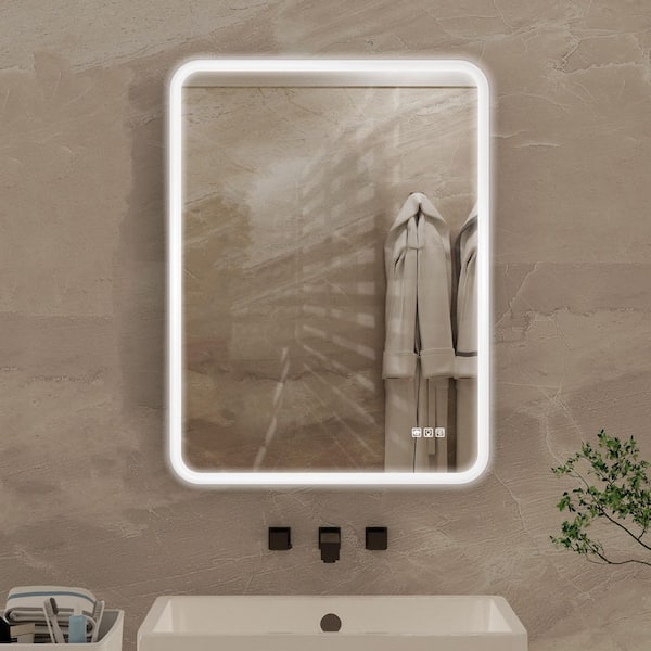 24 x 32 Clear Rectangular Framed Dimmable Anti-Fog LED Wall Bathroom Vanity Mirror Lighted Mirror (1-Pack)