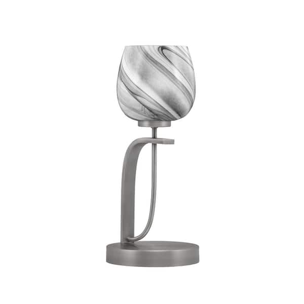 Unbranded Olympia 16.5 in. Graphite Piano Desk Lamp with Onyx Swirl Glass Shade