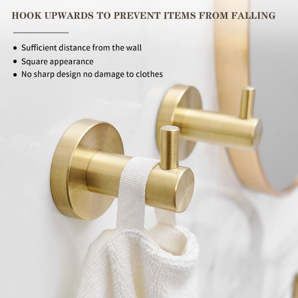 5-Piece Bath Hardware with Towel Bar Towel Hook Toilet Paper Holder and Towel Ring Set Stainless Steel Set in Gold