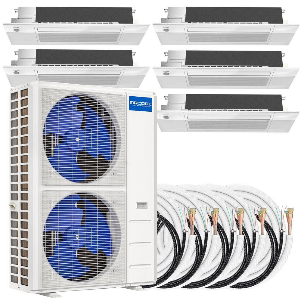 MRCOOL DIY 48,000 BTU 4-Ton 5-Zone 20.5 SEER Ductless Mini-Split AC and  Heat Pump with Cassettes 4-9k+12K & 16,16,25,25,50ft DIYM548HPC01C31 - The  