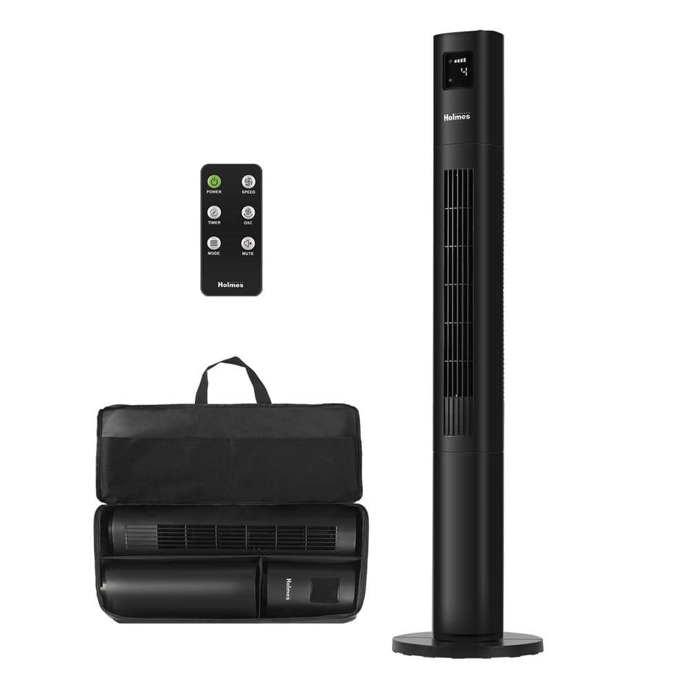 Stack-N-Connect 45 in. Oscillating 4 Speed Tower Fan Black with Storage Bag and Remote Control price history on PriceWatchPro
