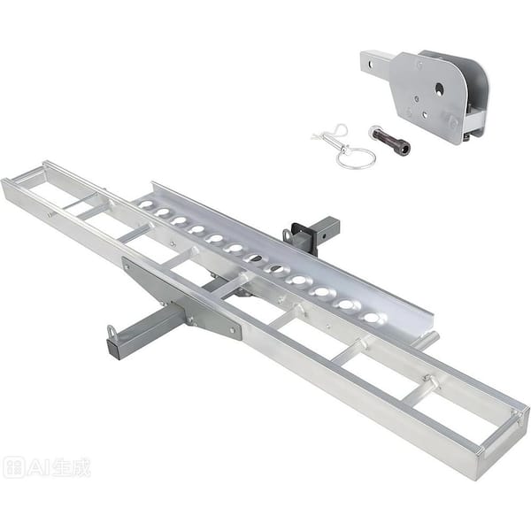 1-Bike Silver Aluminum Iron Motorcycle Trailer Carrier with Loading Ramp, 500 Lbs Capacity, 4 Straps