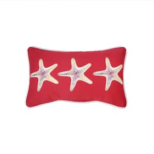 20 in. x 12 in. Watercolor Starfish Trio Rectangular Outdoor Lumbar Pillow with Emerald Coast Welt