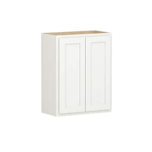 Shaker Partial Overlay 24 in. W x 12 in. D x 30 in. H Plywood Assembled Wall Kitchen Cabinet in Linen White