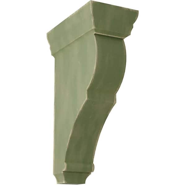 Ekena Millwork 2 in. x 8 in. x 4-1/2 in. Restoration Green Small Rojas Wood Vintage Decor Corbel