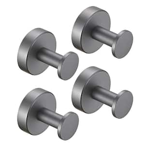 4-Piece Wall Mounted Knob Hook Robe/Towel Hook in Gray