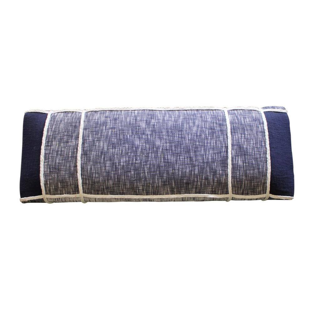 Navy and White Plaid Upholstered Storage Bench with Wood Legs
