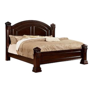 Sonoro Traditional Brown Cherry Wood Frame Queen Panel Bed