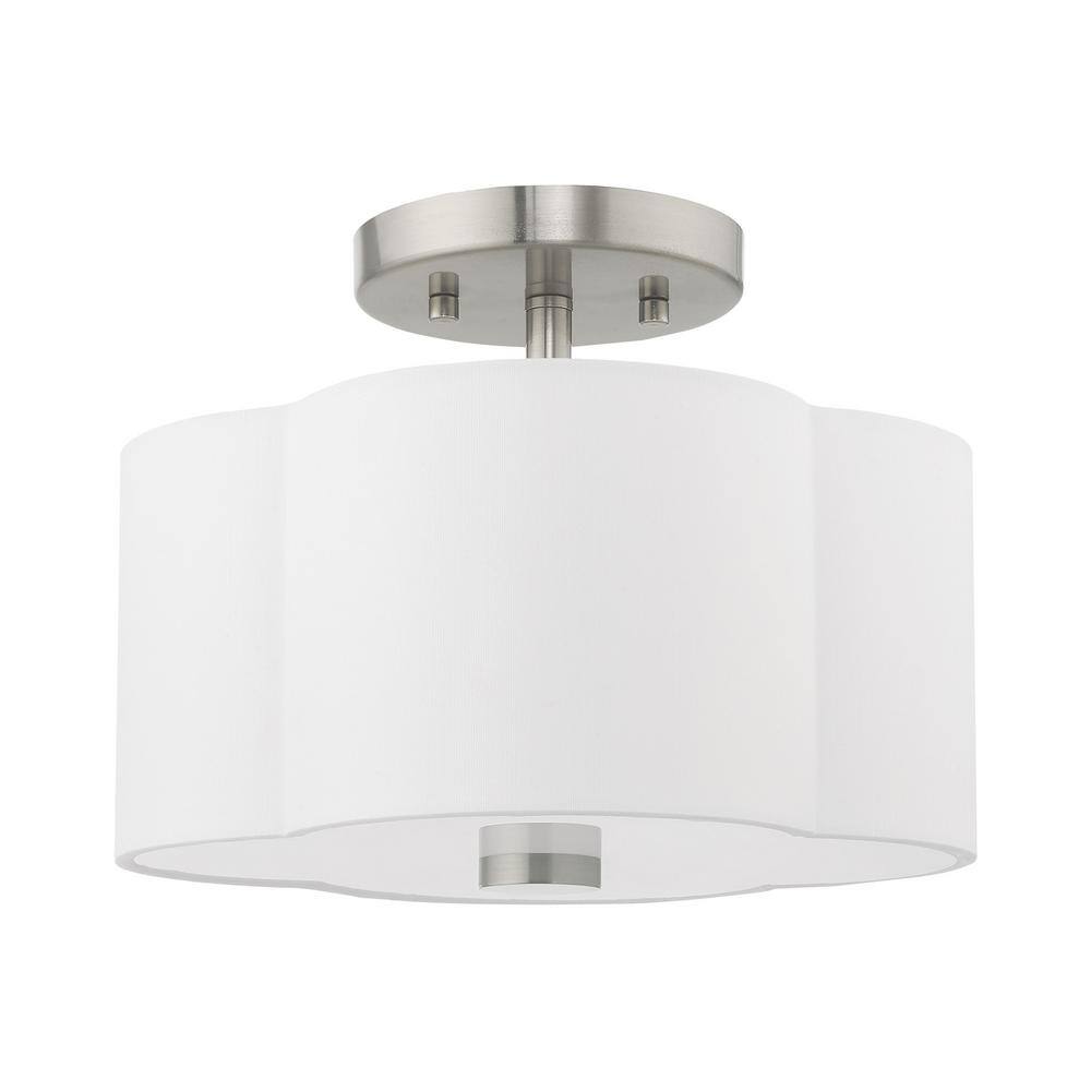 Chelsea Brushed Nickel 2-Light Indoor/Outdoor Drum Ceiling Fixture