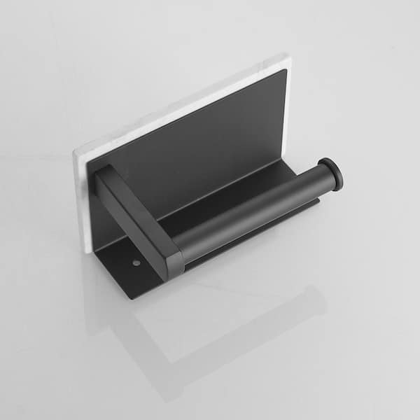 Design House 559294 Savannah Toilet Paper Holder Wall Mounted for Bathroom, ‎6.5 x 3.27 x 4.53, Matte Black and White