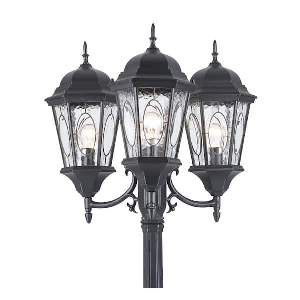 Bel Air Lighting Villa Nueva 96 in. 3-Light Black Outdoor