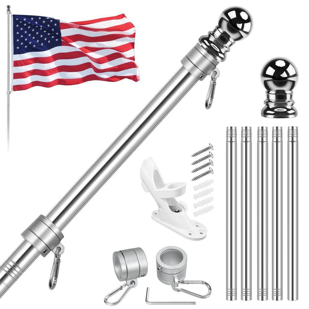 FlagStars 2 ft. x 3 ft. Nylon American Flag 2-Sided House Flag with 6 ft. Flagpole Kit - Sliver price history on PriceWatchPro