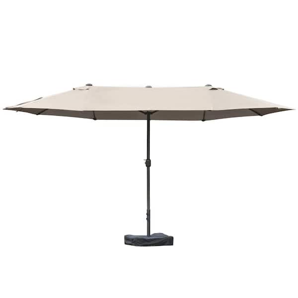 Outsunny 15 ft. Steel Market Umbrella Patio Umbrella in Brown