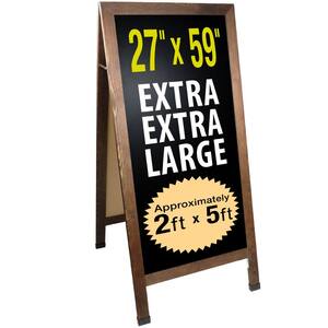 Excello 59 in.x27 in. A-Frame Chalkboard Sign, Rustic Brown