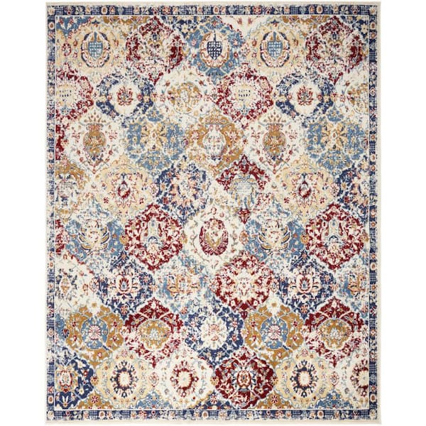 Nourison Grafix Blue Multicolor 8 ft. x 10 ft. Persian Traditional Area Rug