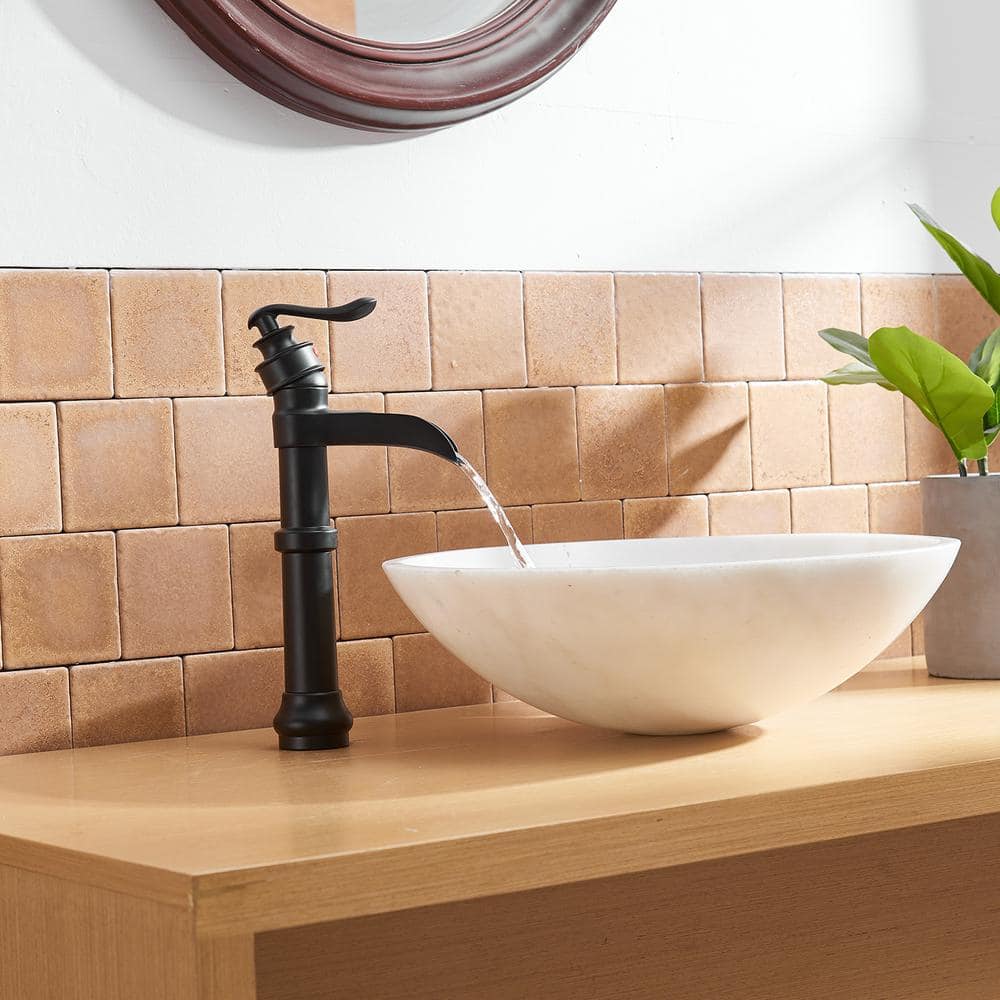 Matte Black Single-Handle Waterfall Vessel Bathroom Faucet