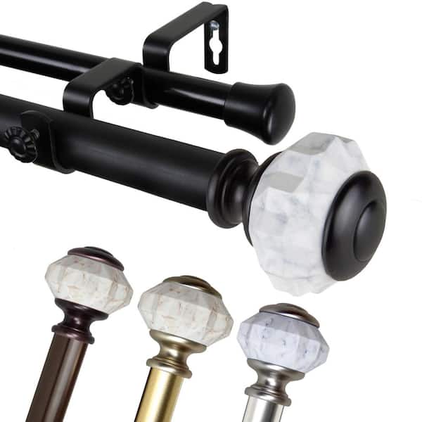 EMOH 1 Inch Dia 66-120" Adjustable Brilliant Double Curtain Rod in Gold