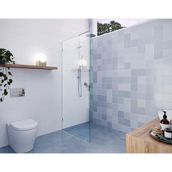 Glass Warehouse Vela 33 in. W x 78 in. H Frameless Fixed Single Panel Shower Door in Chrome Without Handle