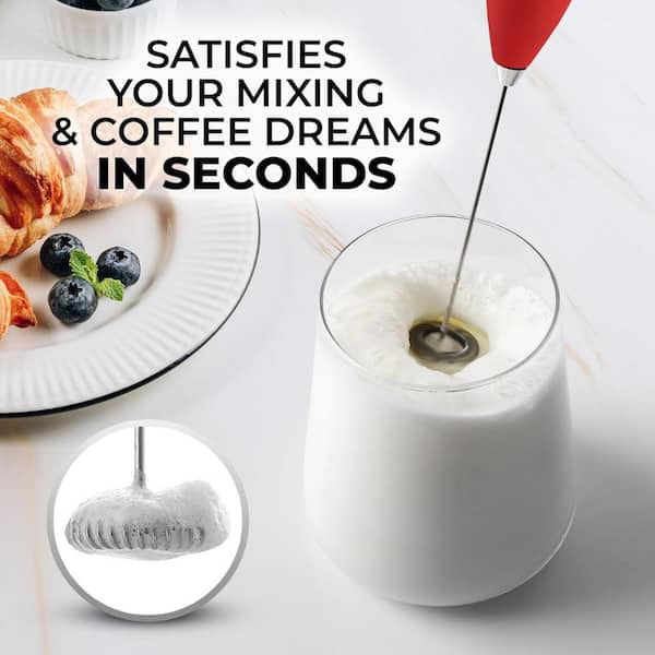 Zulay Kitchen Handheld Electric Milk Frother Whisk with Upgraded